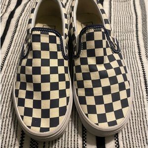 Navy checkboard slip on vans